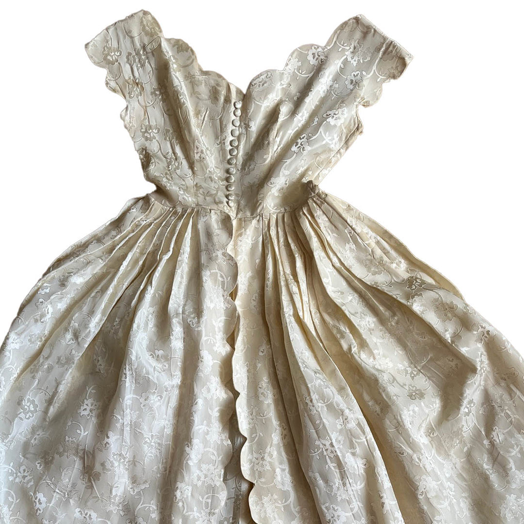 Rare 1950s Ivory Prom Wedding Dress - S