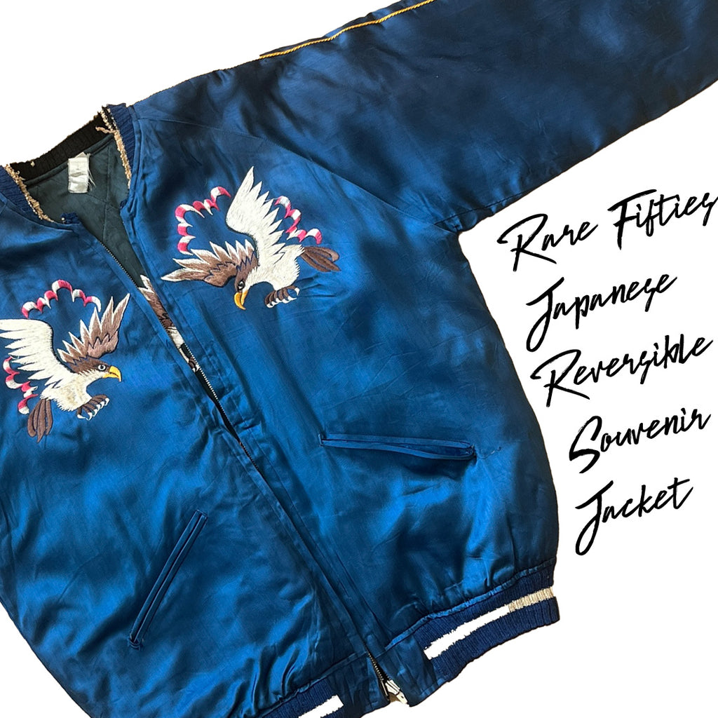 Rare 1950s Japanese Sukajan REVERSIBLE Silk Souvenir Jacket - M