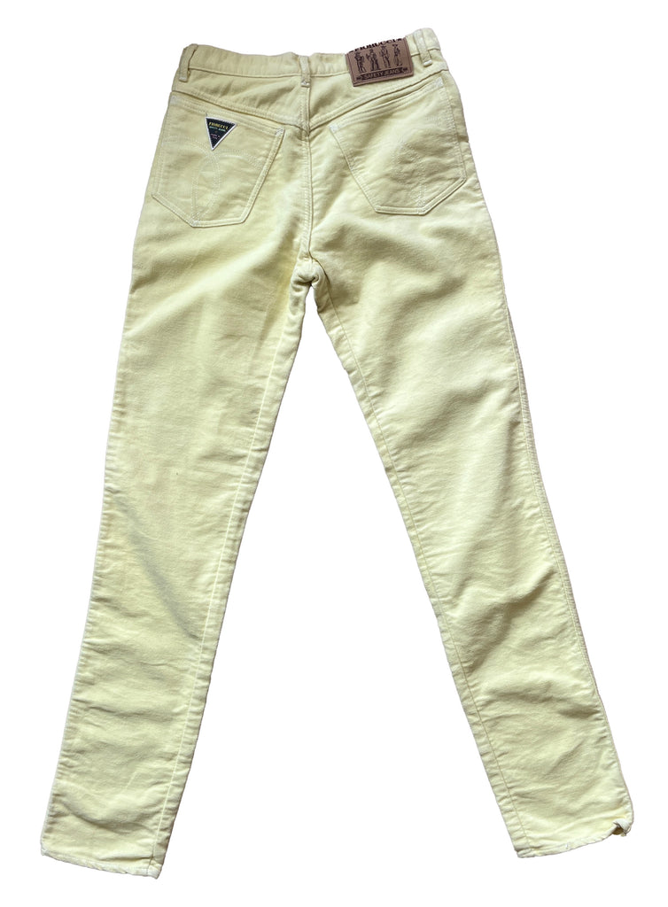Rare 1980s Fiorucci Lemon Yellow Flannel 'Safety Jeans' - XS