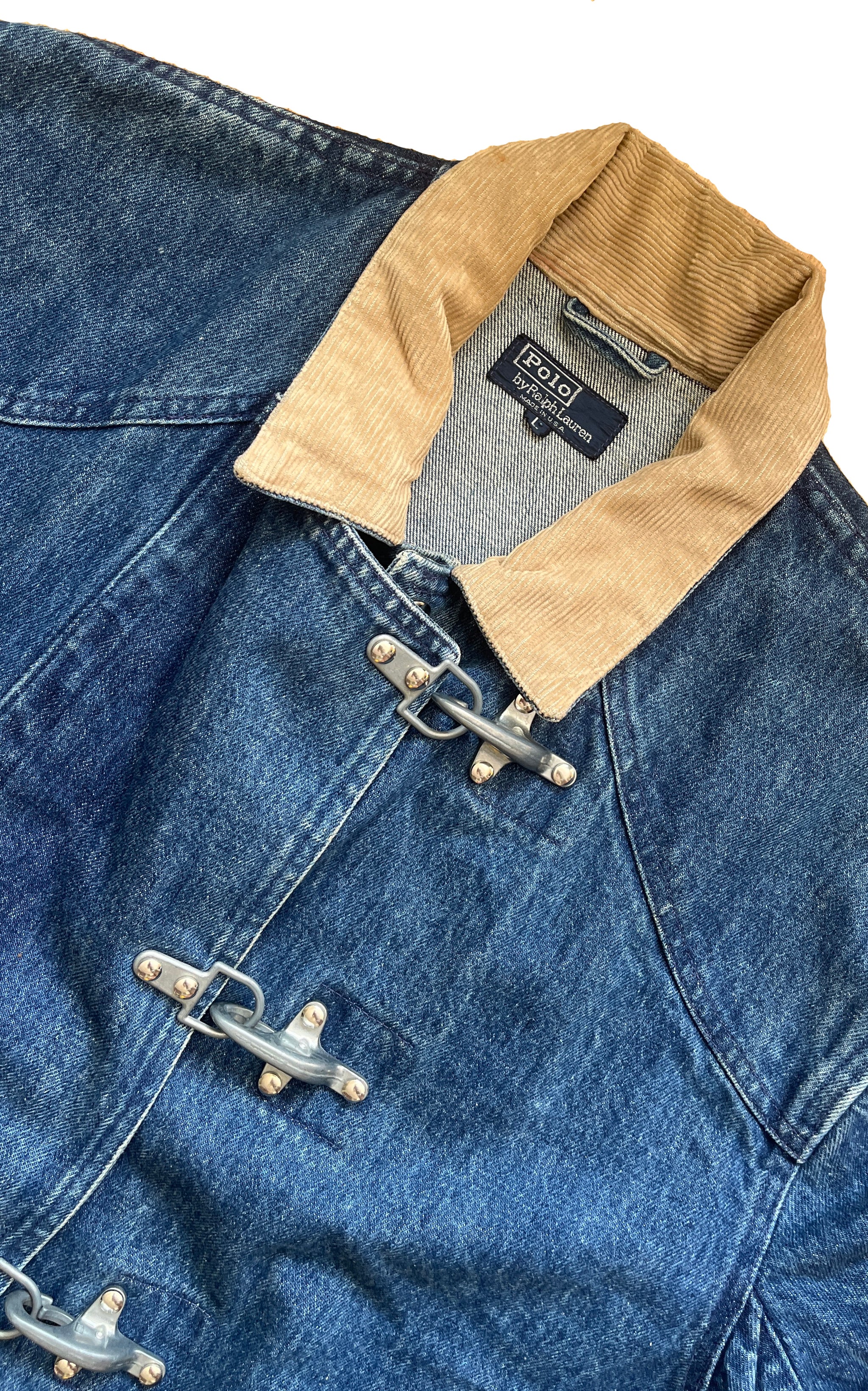 90’s Lauren jeans indigo denim fireman Lauren Jeans Co Ralph Lauren Firefighter Denim Jacket - 5