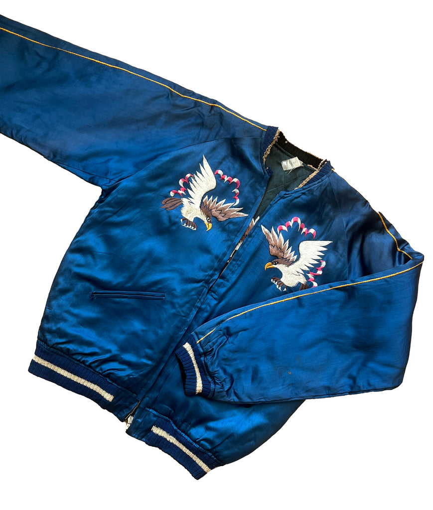 Rare 1950s Japanese Sukajan REVERSIBLE Silk Souvenir Jacket - M
