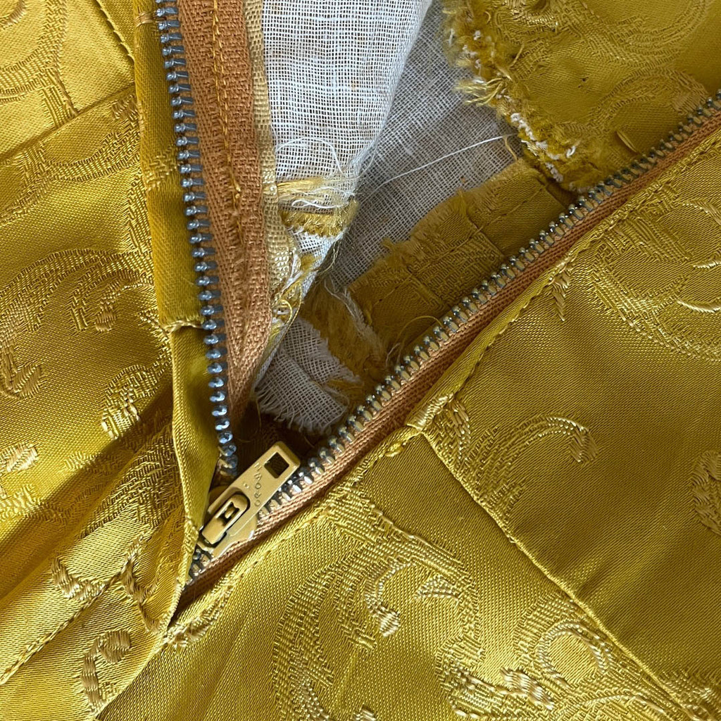 Rare 1950s Mustard Jacquard Prom Dress - XS
