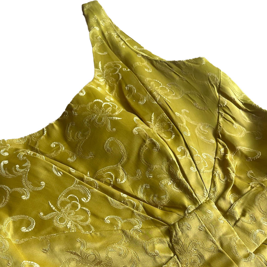 Rare 1950s Mustard Jacquard Prom Dress - XS