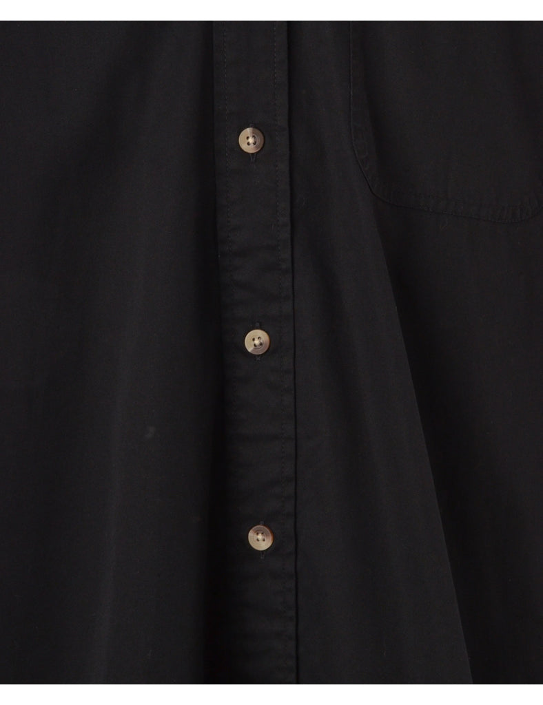Label Black Hooded Cotton Shirt - Shirts - Beyond Retro