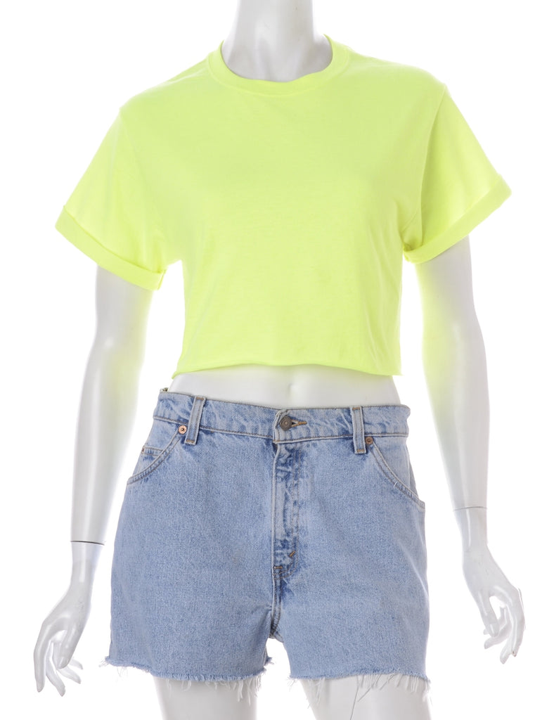 Label Bell Cropped Roll Sleeve T-Shirt - T-shirts - Beyond Retro