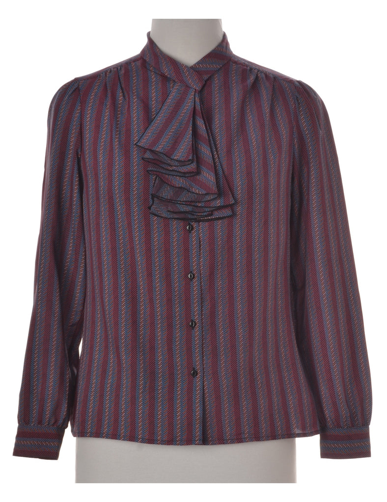 Chevron Print Long Sleeve Blouse - Blouses & Tops - Beyond Retro