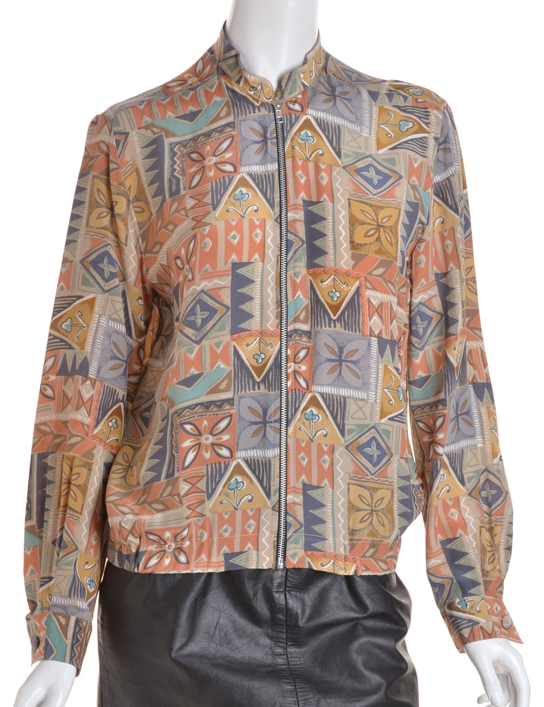 Beyond Retro Label Blouse Bomber Multi-colour With A Stand Collar - Jackets - Beyond Retro