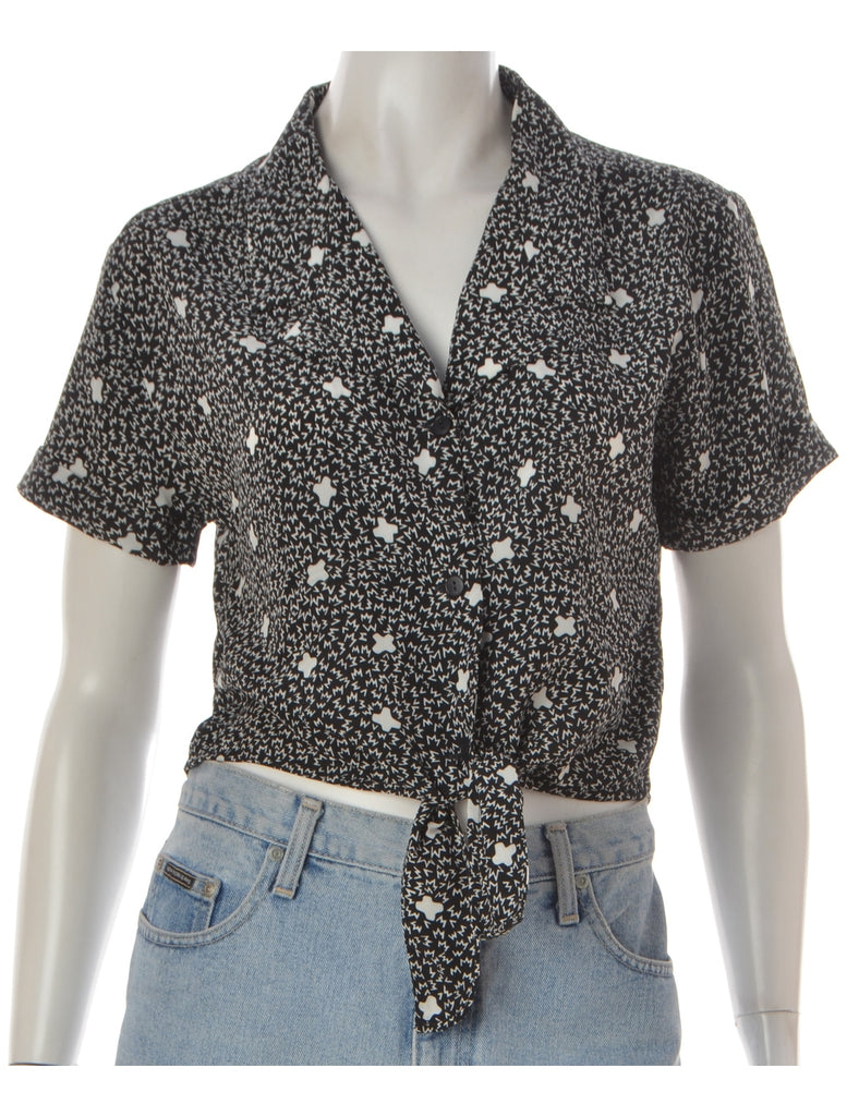 Label Black Tie Front Blouse - Blouses & Tops - Beyond Retro