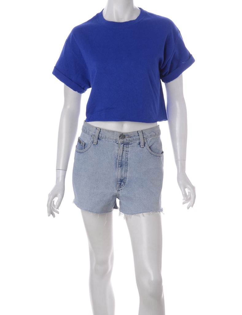 Label Bell Cropped Roll Sleeve T-Shirt - T-shirts - Beyond Retro