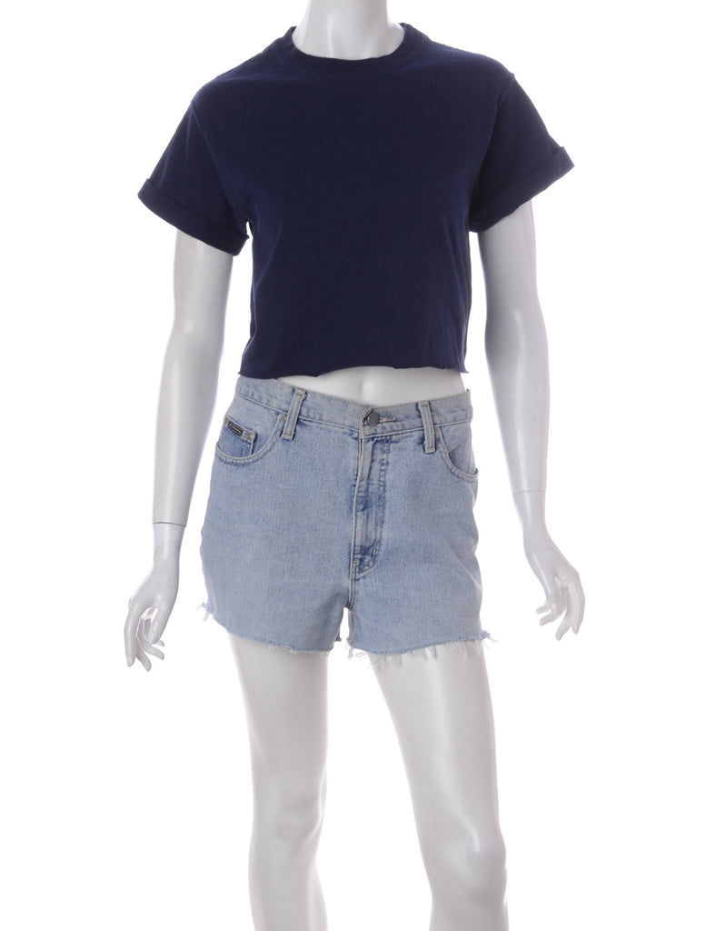 Label Bell Cropped Roll Sleeve T-Shirt - T-shirts - Beyond Retro