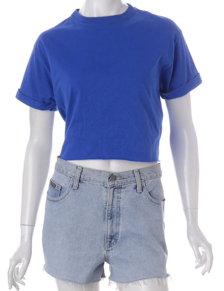 Label Bell Cropped Roll Sleeve T-Shirt - T-shirts - Beyond Retro