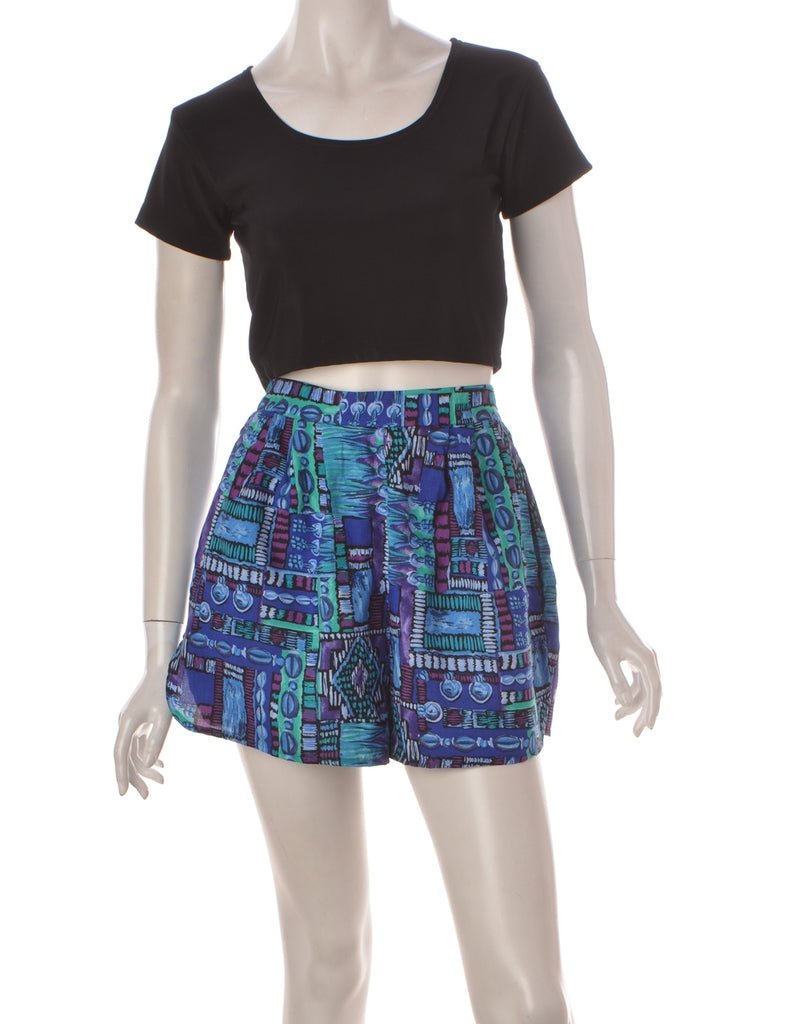 Beyond Retro Label Summer Shorts Blue With An Elasticized Waist - Shorts - Beyond Retro