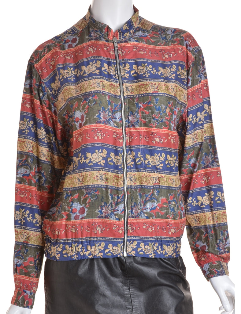 Beyond Retro Label Blouse Bomber Multi-colour With A Stand Collar - Jackets - Beyond Retro