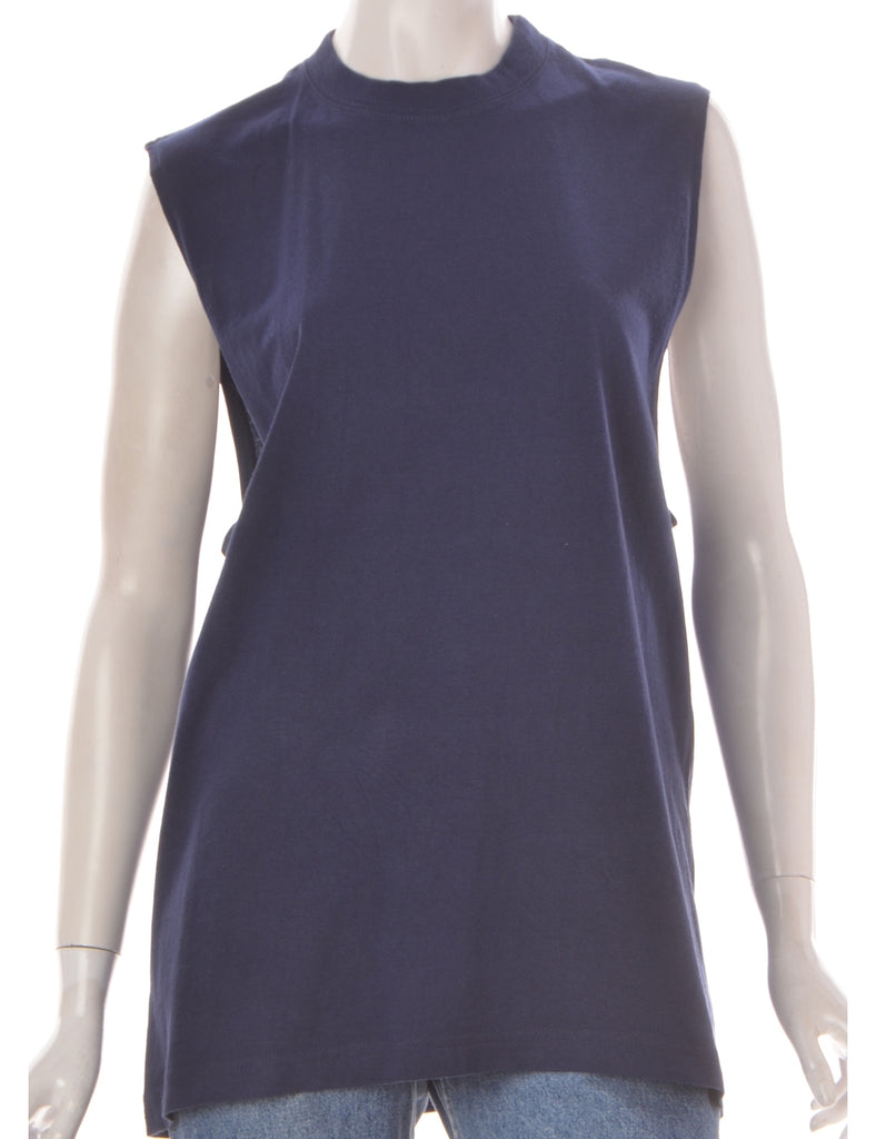 Label Blue Sleevless Tee - T-shirts - Beyond Retro