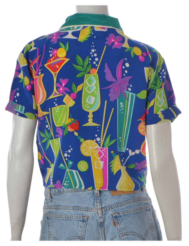 Label Blue Tie Front Blouse - Blouses & Tops - Beyond Retro