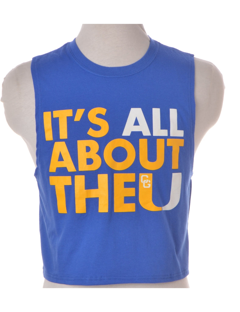 Label Blue Crop Sports Vest - T-shirts - Beyond Retro