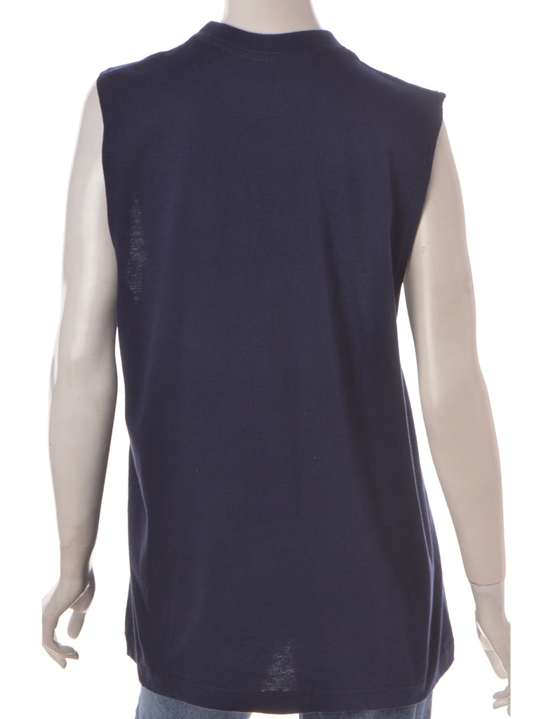Label Blue Sleevless Tee - T-shirts - Beyond Retro