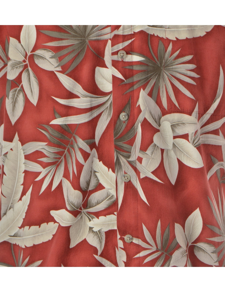 Beyond Retro Label Harvey Roll Sleeve Hawaiian Shirt Burgundy - Shirts - Beyond Retro