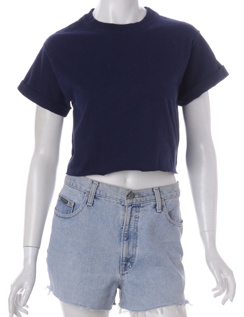 Label Bell Cropped Roll Sleeve T-Shirt - T-shirts - Beyond Retro