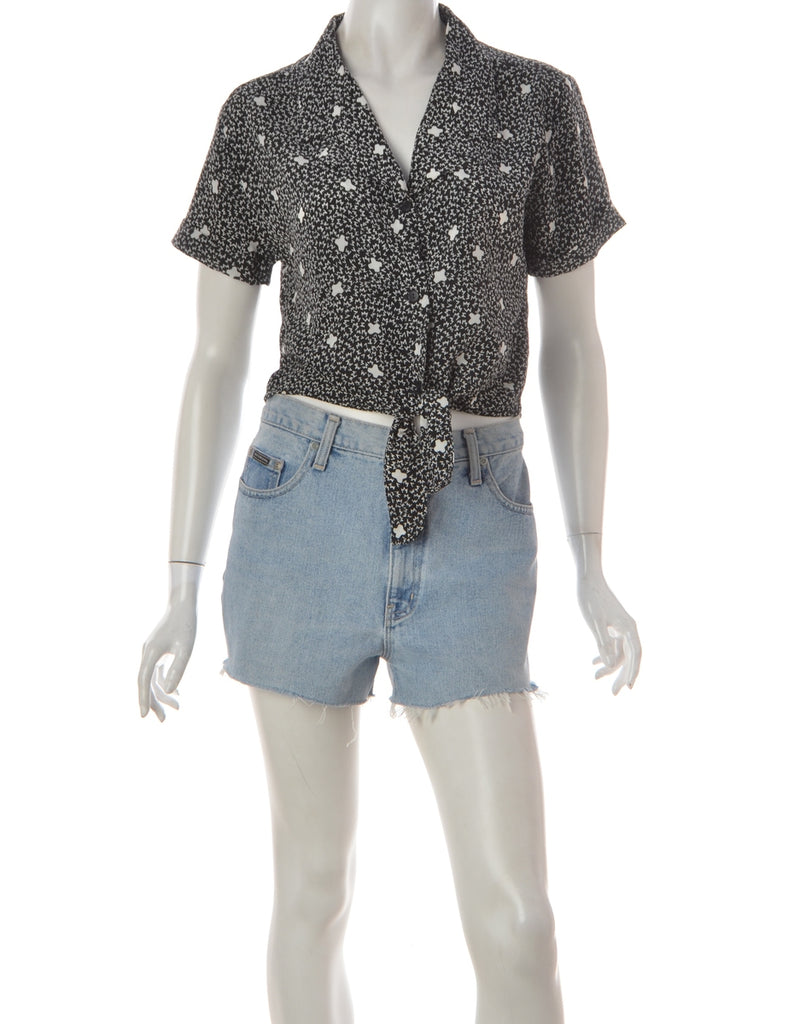 Label Black Tie Front Blouse - Blouses & Tops - Beyond Retro