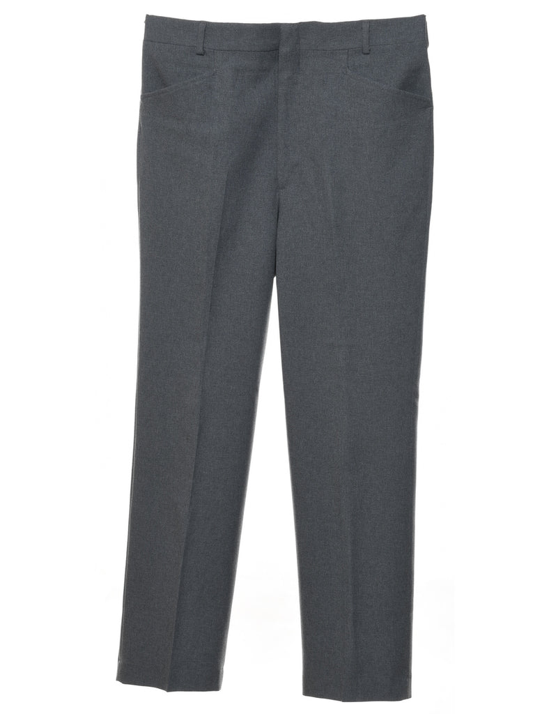 1970s Classic Grey Straight-Fit Suit Trousers - W34 L30
