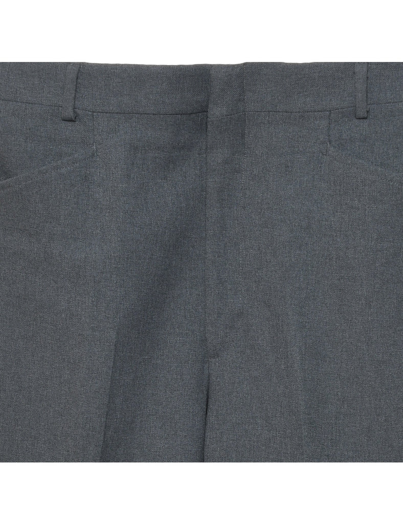 1970s Classic Grey Straight-Fit Suit Trousers - W34 L30