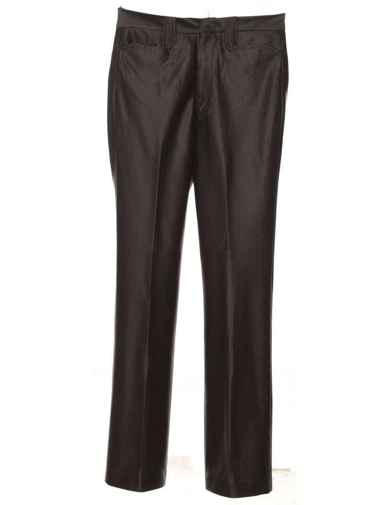 1970s Dark Brown Western Stripe Suit Trousers - W30 L32