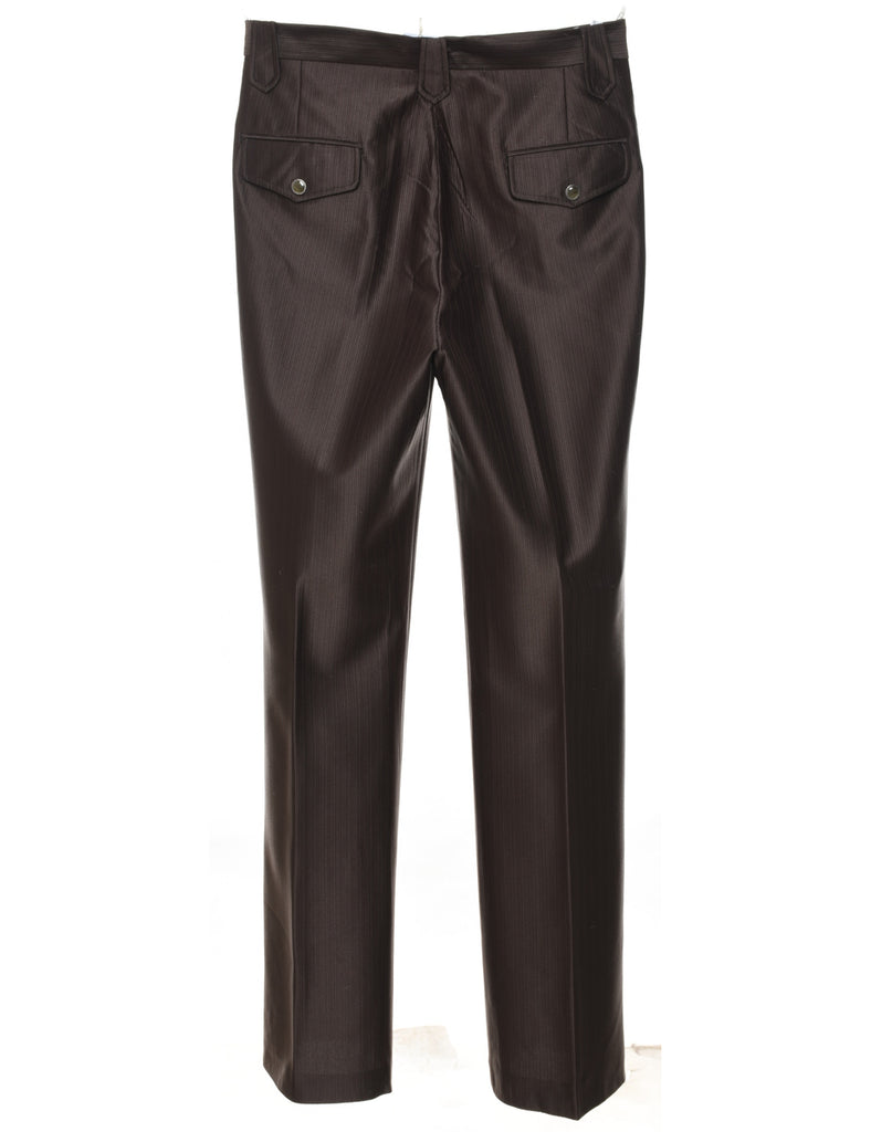 1970s Dark Brown Western Stripe Suit Trousers - W30 L32