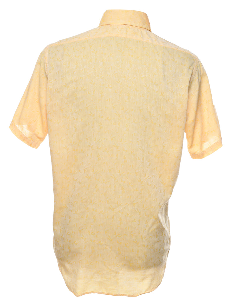 1970s Yellow Floral Print Shirt - M