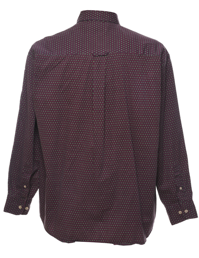1990s Bill Blass Patterned Maroon Shirt - M