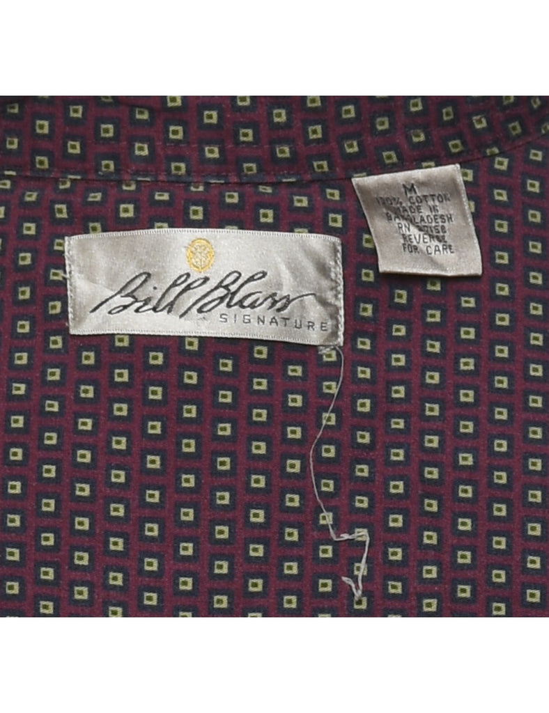 1990s Bill Blass Patterned Maroon Shirt - M