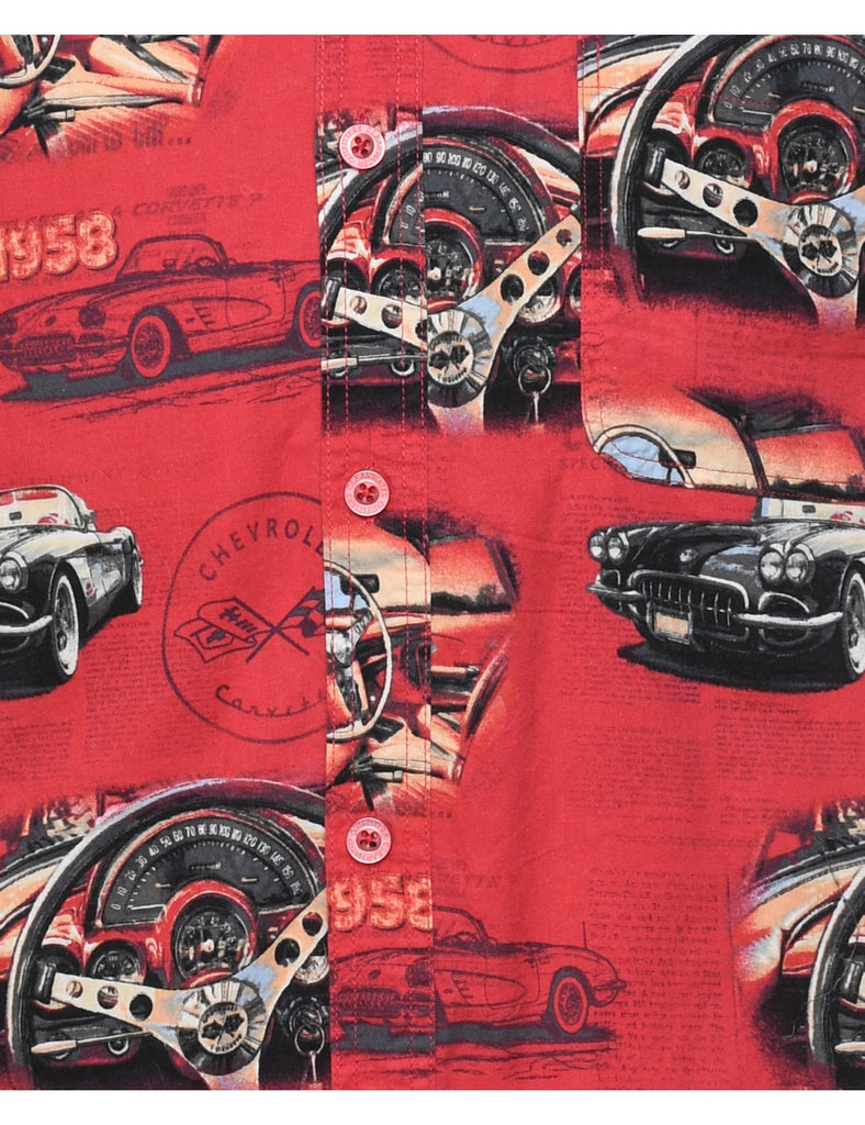 1990s Novelty Car Print Shirt - XL