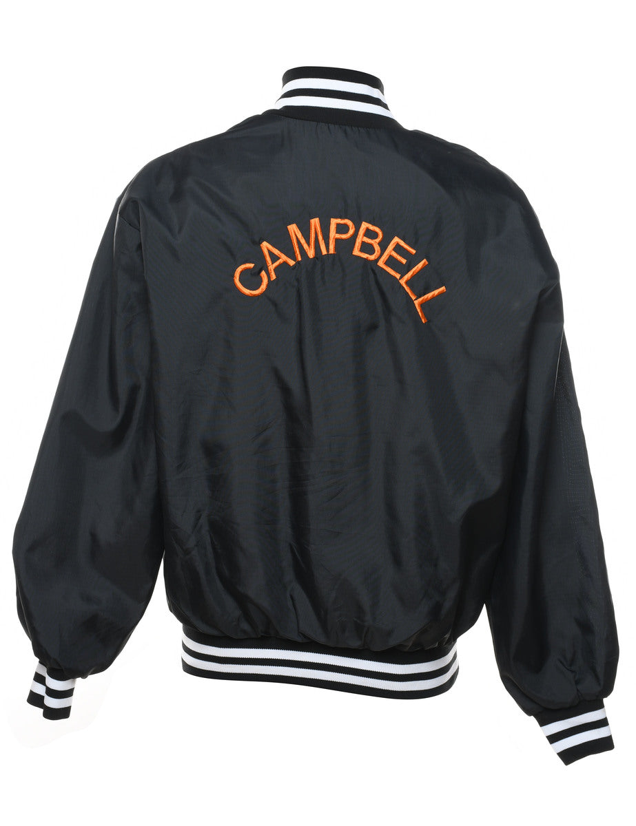 Black Orange Campbell Design Basketball Bomber Jacket XL
