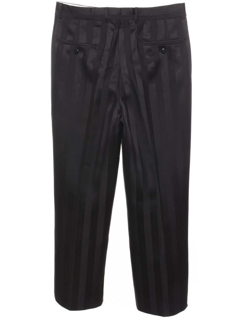 Black Striped Straight-Fit Trousers - W34 L28