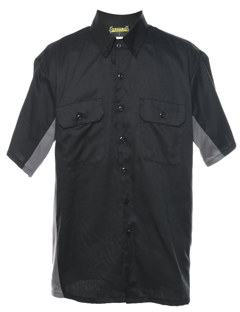 Black & White Biker Style Workwear Shirt - L