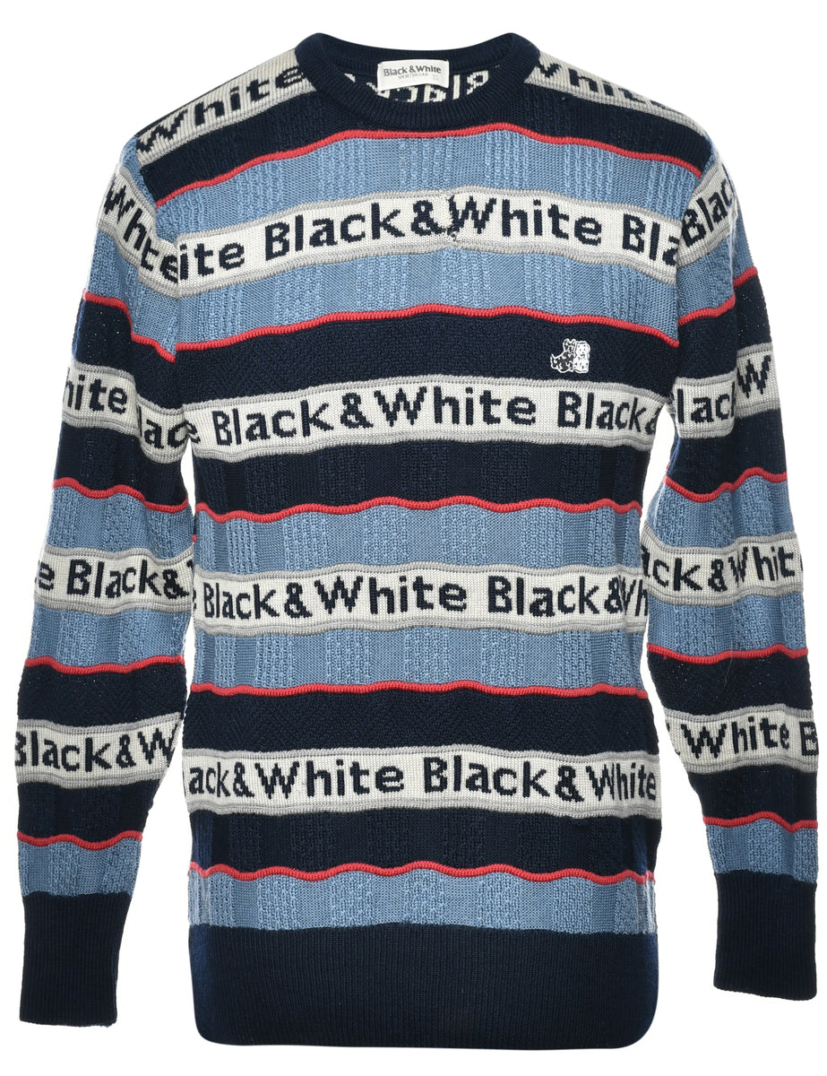 Black White Striped Jumper L