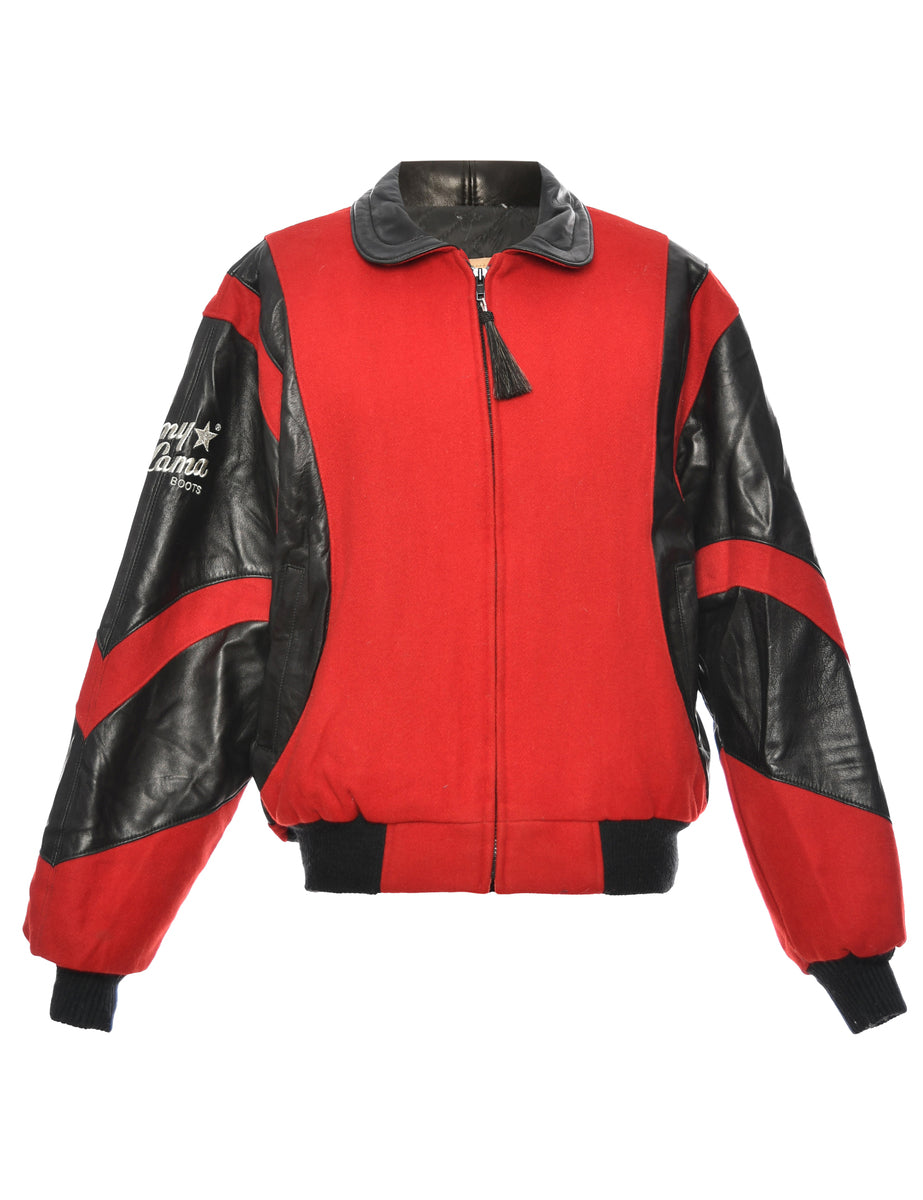 Bud Light Cup Black Red Contrast Embroidered Varsity Jacket L