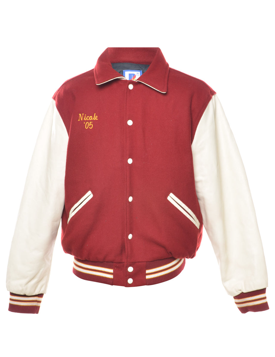 Vintage Men's Burgundy & Yellow Rough Riders Varsity Jacket, M | Beyond ...