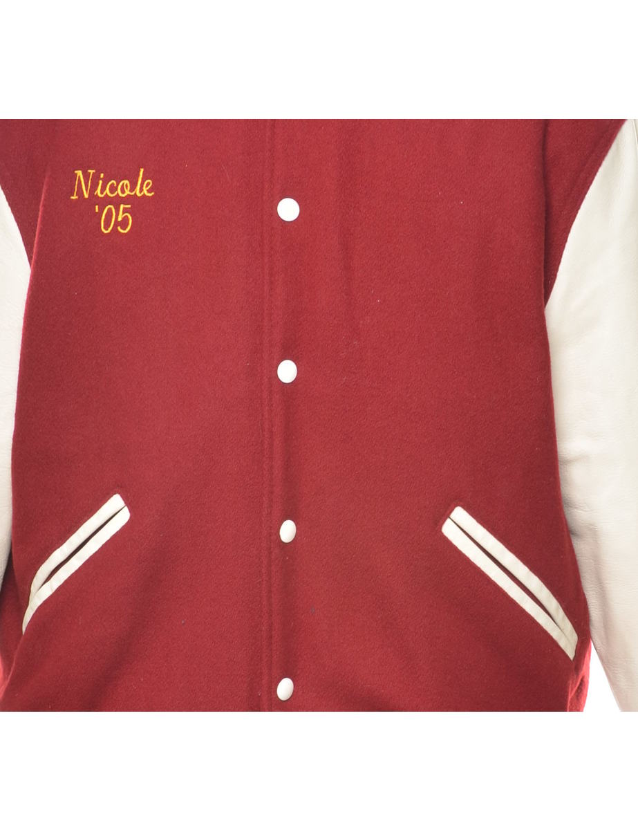 Vintage Men's Burgundy & Yellow Rough Riders Varsity Jacket, M | Beyond ...