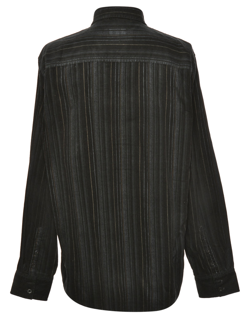 Corduroy Grey & Black Striped Shirt - XL