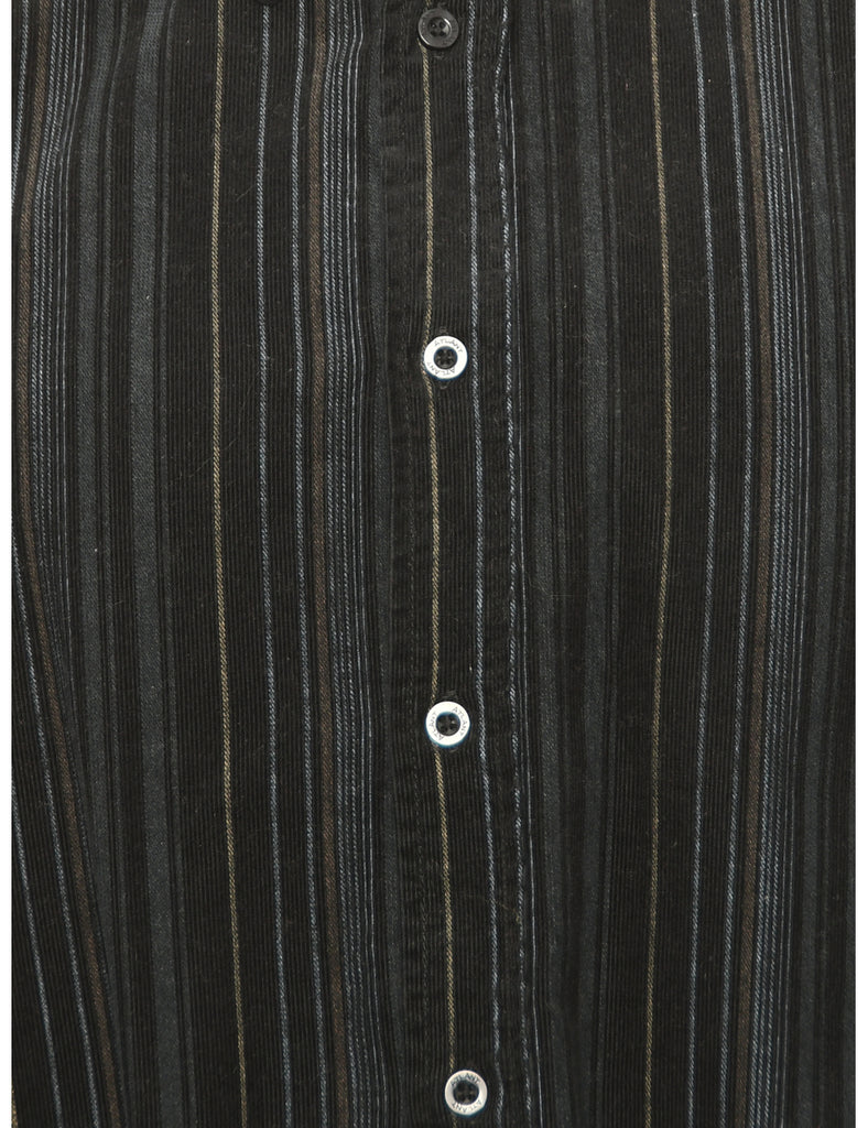 Corduroy Grey & Black Striped Shirt - XL