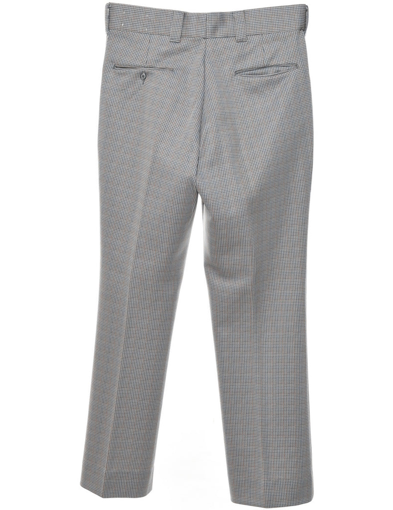 Dark Grey 1970s Patterned Trousers - W32 L29