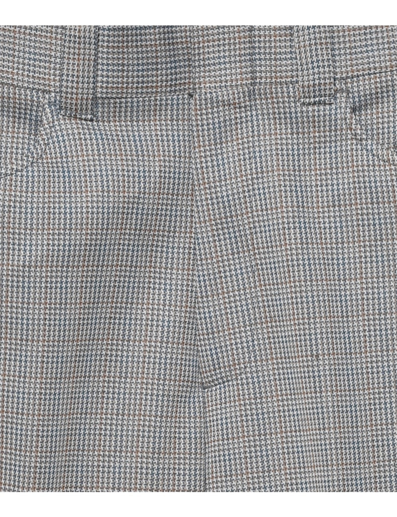 Dark Grey 1970s Patterned Trousers - W32 L29