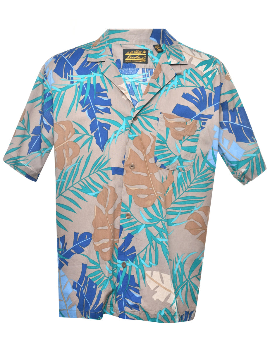 Men's Eddie Bauer Eddie Bauer Multi-Colour Foliage Print Hawaiian Shirt ...