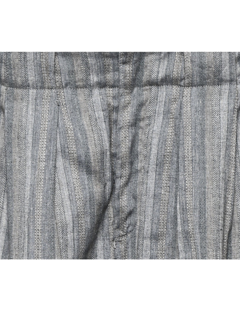 Grey Striped Pattern Trousers - W32 L28
