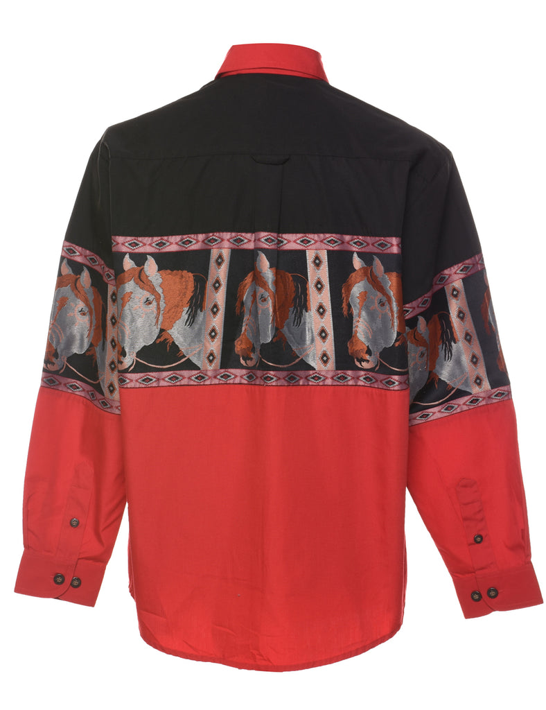 Horse Design Multi-Colour Western Shirt - S