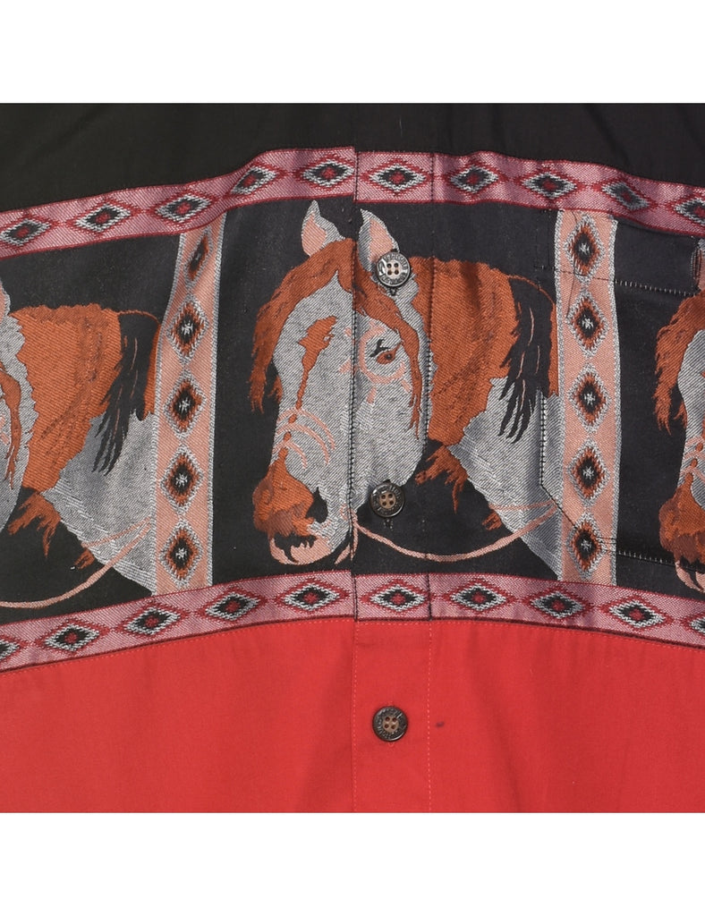 Horse Design Multi-Colour Western Shirt - S