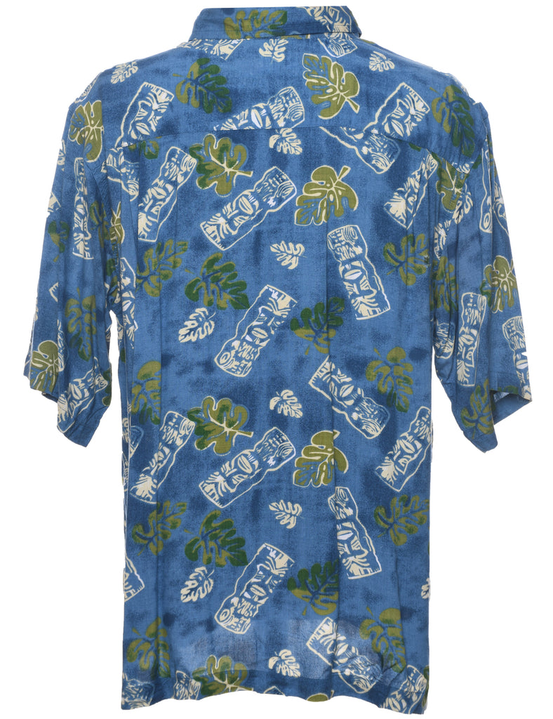 Leafy Print Hawaiian Shirt - L