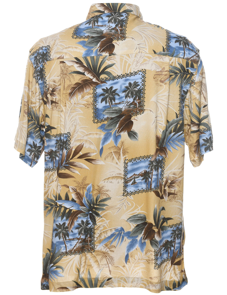 Leafy Print Hawaiian Shirt - M