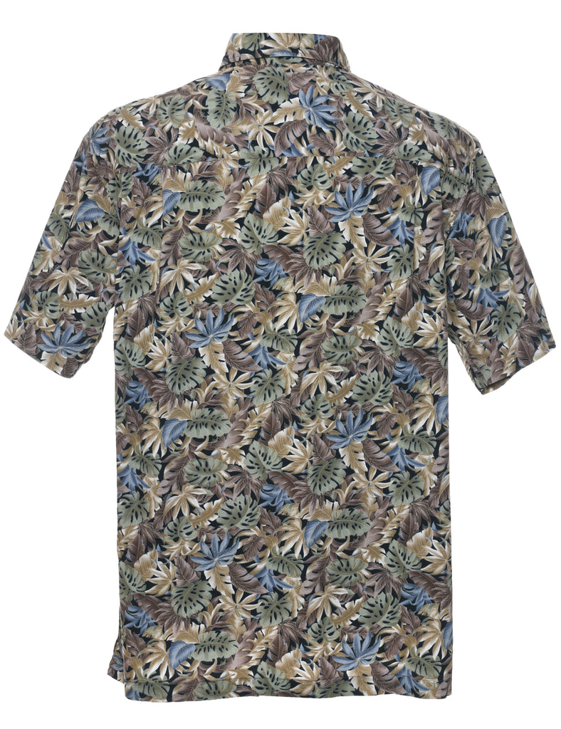 Leafy Print Hawaiian Shirt - M